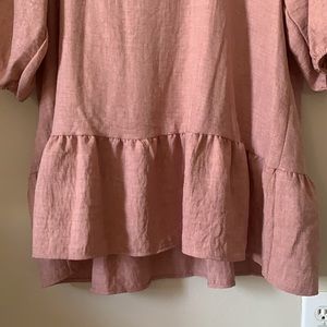 Pink puffy 3/4 sleeve long top / tunic